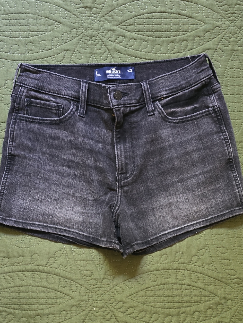 Hollister Women's Black Gray Denim Shorts